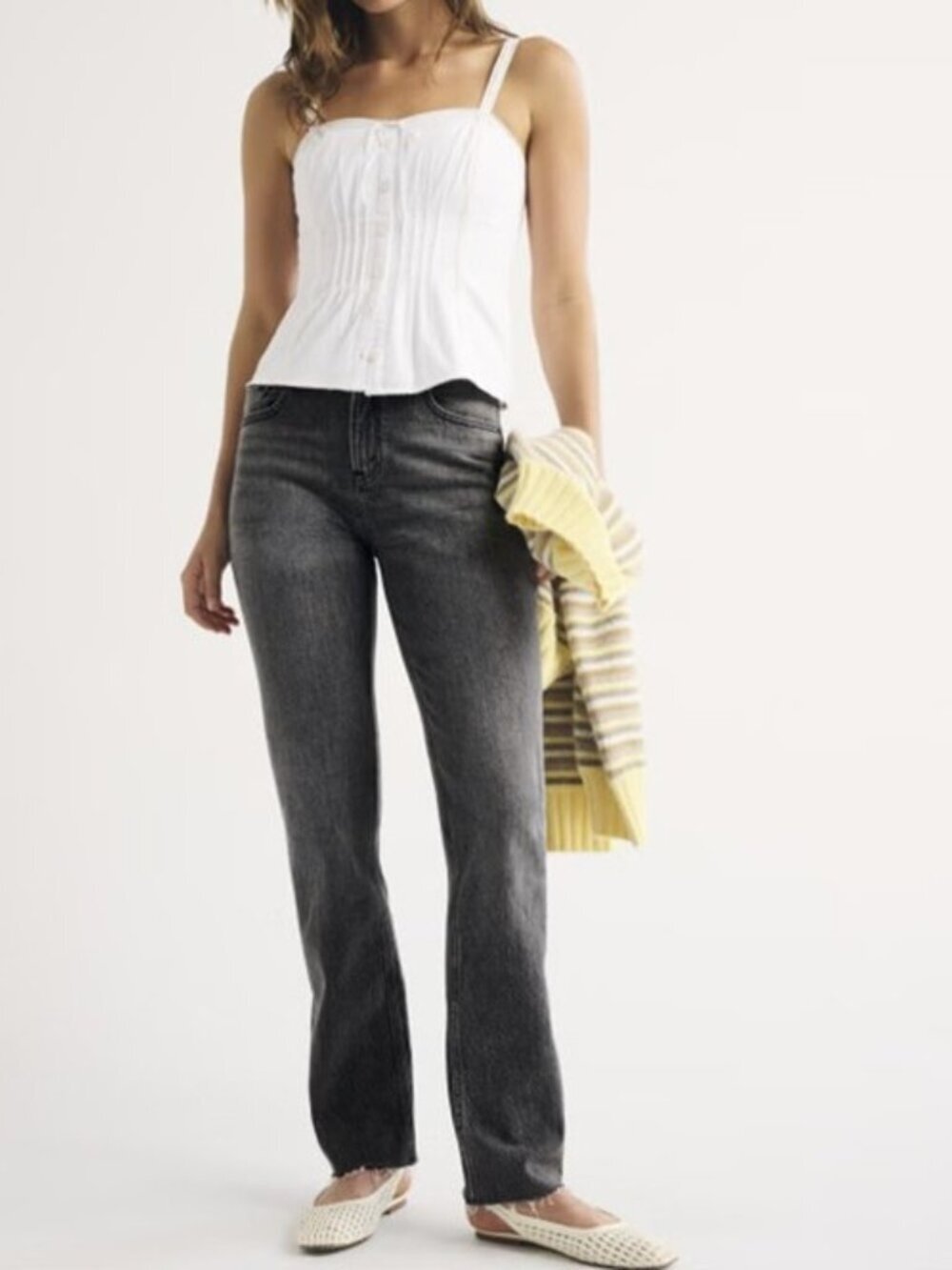 Abercrombie & Fitch Curve Love High Rise 90s Straight Jean New Washed Gray 18
